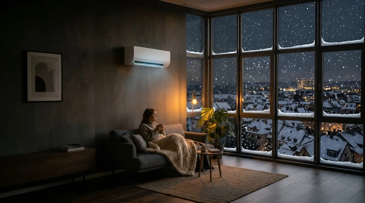 Klimaanlage im Wohnzimmer im Winter
